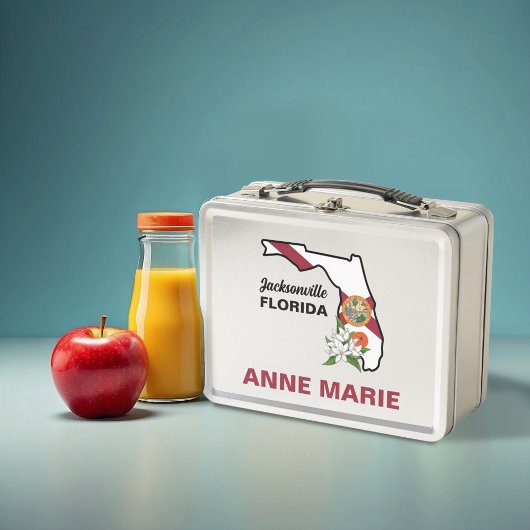 Lunch Box Fleur d'état Floride personnalisée Fleur Orange Bl