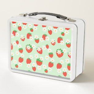 Lunch Box Fleur Fleur Motif de fraise Fleur marron
