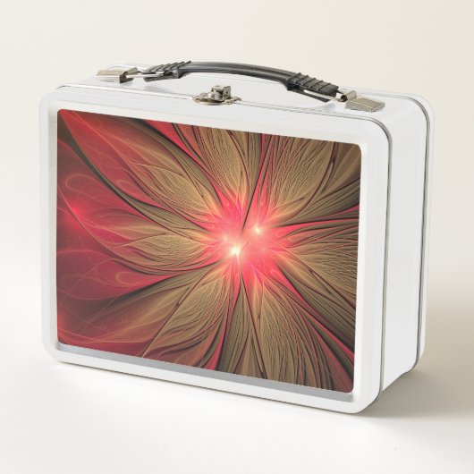 Lunch Box Fleur fractale fantaisiste rouge (Devant)