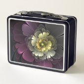 Lunch Box Fleur fractale grise et pourpre moderne abstraite (Dos)