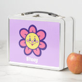 Lunch Box Fleur Joyeuse Rose Et Jaune (En situation)
