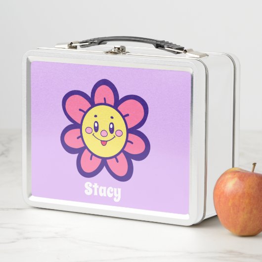 Lunch Box Fleur Joyeuse Rose Et Jaune (En situation)