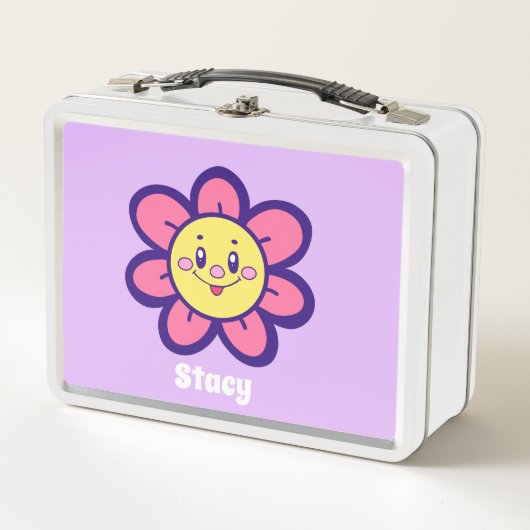 Lunch Box Fleur Joyeuse Rose Et Jaune (Devant)