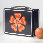 Lunch Box Fleur Rétro de Style Orange  (En situation)