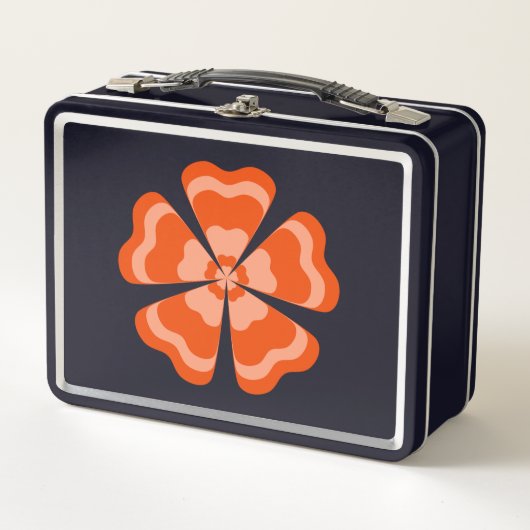 Lunch Box Fleur Rétro de Style Orange  (Devant)