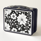 Lunch Box Fleur simple noir et blanc Motif sans couture (Devant)