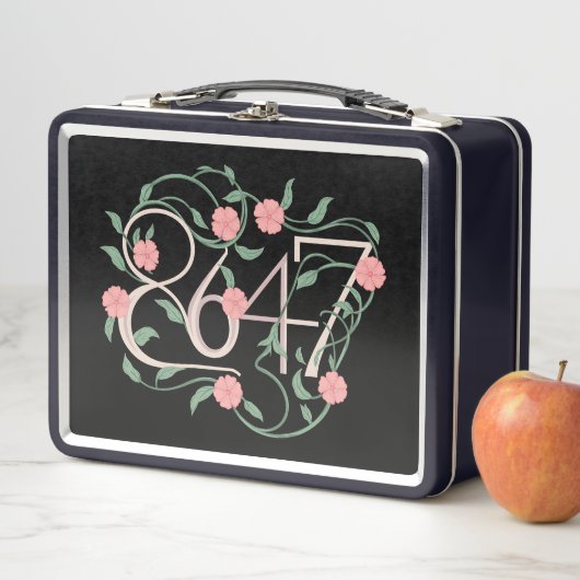 Lunch Box Fleur subtile anti Trump 8647 86 47 Boho (En situation)