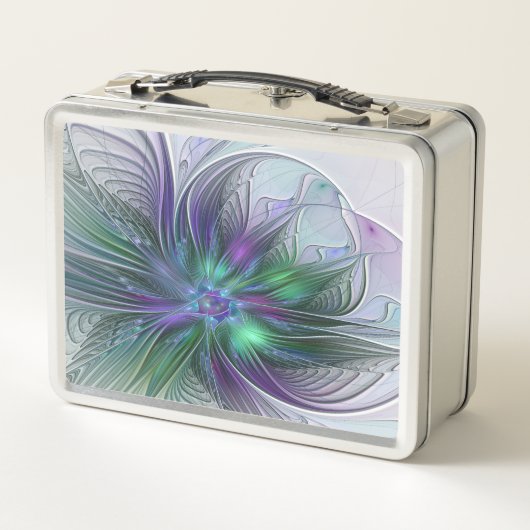 Lunch Box Fleur vert violet Art Abstrait moderne Fractal (Dos)