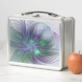 Lunch Box Fleur vert violet Art Abstrait moderne Fractal (En situation)