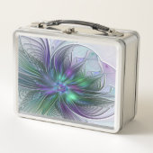 Lunch Box Fleur verte abstraite moderne fractale violette (Devant)