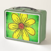 Lunch Box Fleur verte et jaune (Devant)