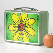 Lunch Box Fleur verte et jaune  (En situation)
