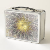 Lunch Box Fleurir Avec Or Moderne Fleur Abstraite Fractale (Dos)
