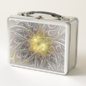 Lunch Box Fleurir Avec Or Moderne Fleur Abstraite Fractale (Devant)