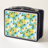 Lunch Box Fleurs blanches jaunes coccinelle rouge (Devant)