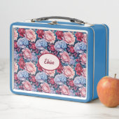Lunch Box Fleurs bleues et roses Personnalisées (En situation)