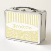 Lunch Box Fleurs de citron et de crème avec des rayures (Devant)