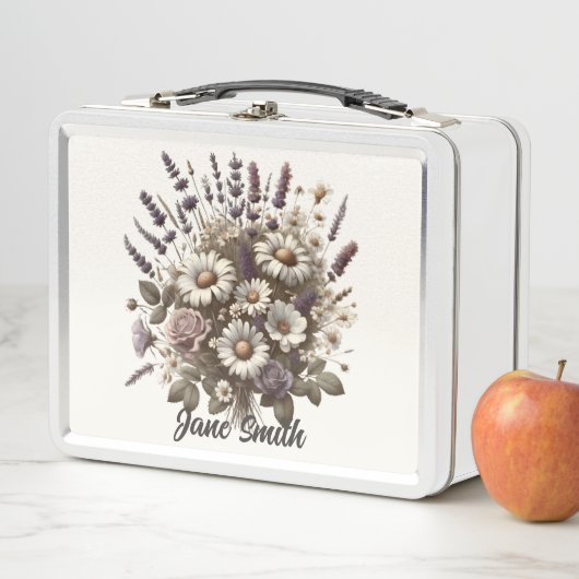 Lunch Box Fleurs de cottage vintages (En situation)