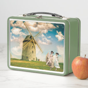 Lunch Box Fleurs de danse vintages et moulin à vent