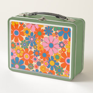 Lunch Box Fleurs de Jardin Rétro Coloré 60s les années 70 Fl
