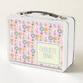 Lunch Box Fleurs de Jardin rose mignonne Nom personnalisé (Dos)