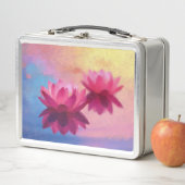 Lunch Box Fleurs de Lotus Abstraites colorées (En situation)