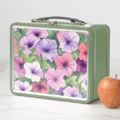 Lunch Box Fleurs de pétunia aquarelle (En situation)