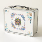 Lunch Box Fleurs de Teal Doux – Art Botanique Pastel (Dos)