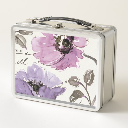 Lunch Box Fleurs de valse florales d'aquarelle de prune (Devant)