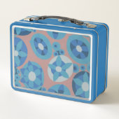 Lunch Box Fleurs déco bleu et orange (Dos)