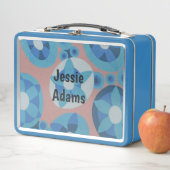 Lunch Box Fleurs déco bleu et orange (En situation)