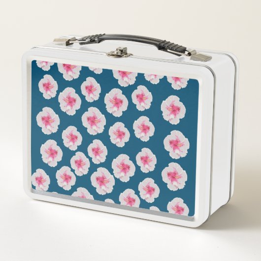 Lunch Box Fleurs d'Hibiscus blanc personnalisées (Devant)
