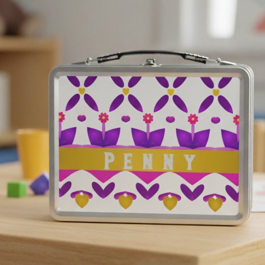 Lunch Box Fleurs Et Coeurs Filles Personnalisées