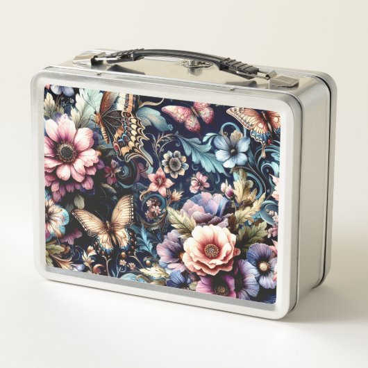 Lunch Box Fleurs et papillons de printemps antiques (Dos)