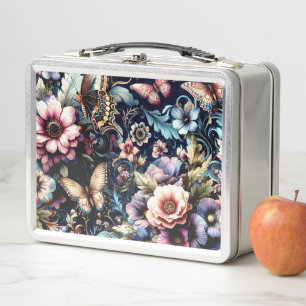 Lunch Box Fleurs et papillons de printemps antiques