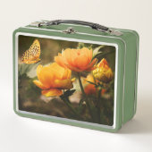 Lunch Box Fleurs Jaunes Profondes et Lumineuses avec Papillo (Devant)