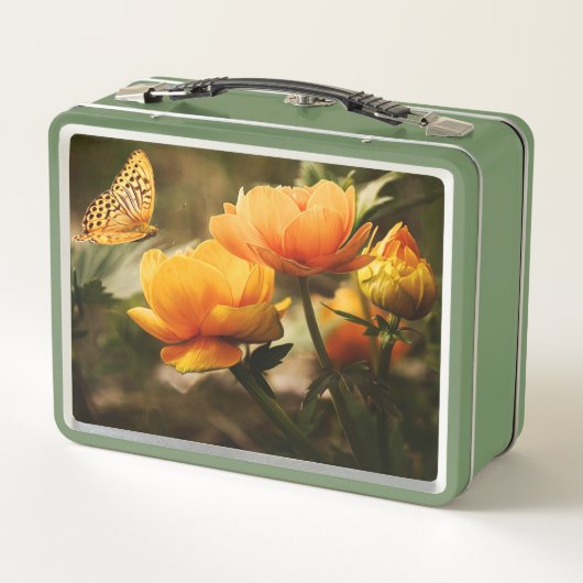 Lunch Box Fleurs Jaunes Profondes et Lumineuses avec Papillo (Dos)
