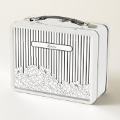 Lunch Box Fleurs noires et blanches avec bandes (Dos)