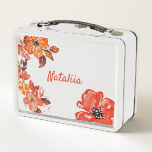 Lunch Box Fleurs orange d'aquarelle