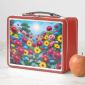 Lunch Box Fleurs printanières colorées (En situation)