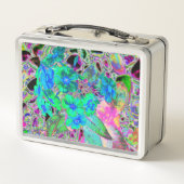 Lunch Box Fleurs psychédéliques vert citron et bleu (Dos)