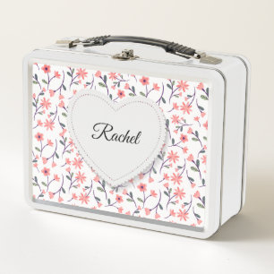 Lunch Box Fleurs roses École de filles du coeur blanc