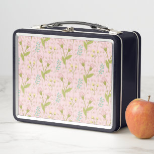 Lunch Box Fleurs roses Feuilles vertes Jardin floral Printem