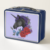 Lunch Box Fleurs Unicorne Noire violet (Devant)