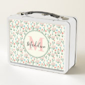 Lunch Box Fleurs végétales florales Monogrammes roses (Dos)