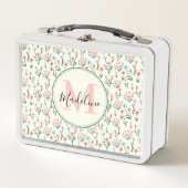Lunch Box Fleurs végétales florales Monogrammes roses (Devant)