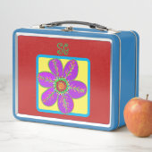 Lunch Box Fleurs vert violet brillant Monogramme (En situation)