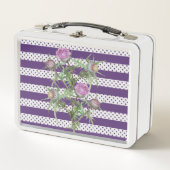 Lunch Box Fleurs violettes de chardon et rayures violettes (Devant)