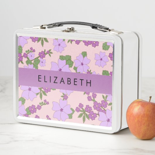 Lunch Box Fleurs Violettes, Motif De Fleurs, Votre Nom (En situation)