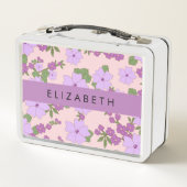 Lunch Box Fleurs Violettes, Motif De Fleurs, Votre Nom (Dos)